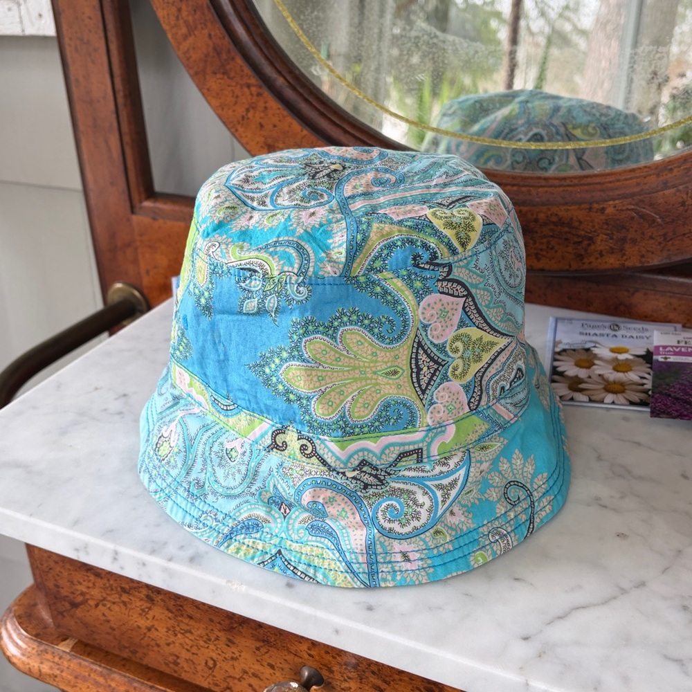 J. Crew Paisley Bucket Hat - Turquoise and Lime